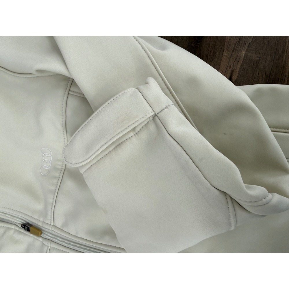 Audi Womens Softshell Jacket Cream Full Zip Fleece Lined Mock Neck Medium Logo - Picture 12 of 16